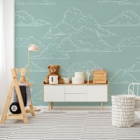 پوستر دیواری کودک آسمان ابری مدل BKW057-1