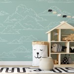پوستر دیواری کودک آسمان ابری مدل BKW057-3