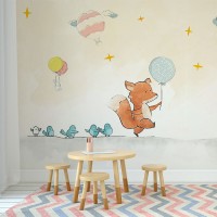 پوستر دیواری کودک روباه بازیگوش مدل BKW127-3
