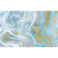 پوستر دیواری ابر و باد آبی و طلایی مدل BCW341-2