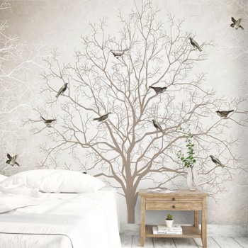پوستر دیواری تک درخت پرندگان مدل BCW368-1