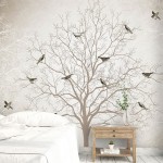 پوستر دیواری تک درخت پرندگان مدل BCW368-1