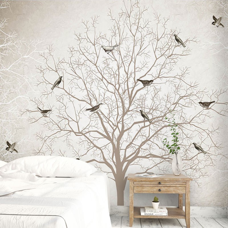 پوستر دیواری تک درخت پرندگان مدل BCW368-1