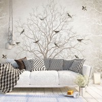 پوستر دیواری تک درخت پرندگان مدل BCW368-3