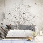 پوستر دیواری تک درخت پرندگان مدل BCW368-3