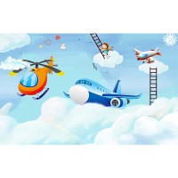 پوستر دیواری کودک هواپیما فانتزی مدل BKW004-2