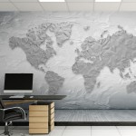 پوستر سه بعدی نقشه جهان خاکستری BCW113-1