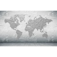 پوستر سه بعدی نقشه جهان خاکستری BCW113-2