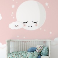 پوستر دیواری کودک ماه خواب آلود مدل BKW033-2-3