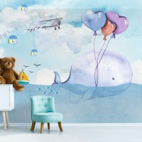 پوستر دیواری کودک نهنگ دوست داشتنی مدل BKW266-3