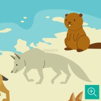 پوستر دیواری کودک نقشه جهان و حیوانات بامزه مدل BKW270-4