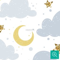 پوستر دیواری کودک ابر و ماه مدل BKW335-4