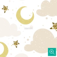 پوستر دیواری کودک ماه و ابر مدل BKW337-4