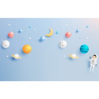 پوستر دیواری کودک آدم فضایی و سیارات مدل BKW048-2