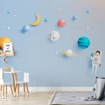 پوستر دیواری کودک آدم فضایی و سیارات مدل BKW048-1