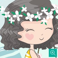جزئیات تصویرسازی فانتزی دخترک روی تاب در پوستر دیواری کودک