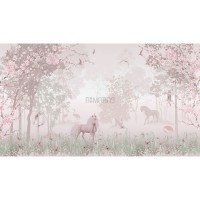 پوستر دیواری کودک اسب تک شاخ و فرشته ها مدل BKW391-2