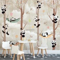 پوستر دیواری کودک پانداهای بازیگوش مدل BKW434-1