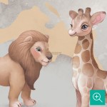 پوستر دیواری کودک نقشه جهان و حیوانات مدل BKW455-5